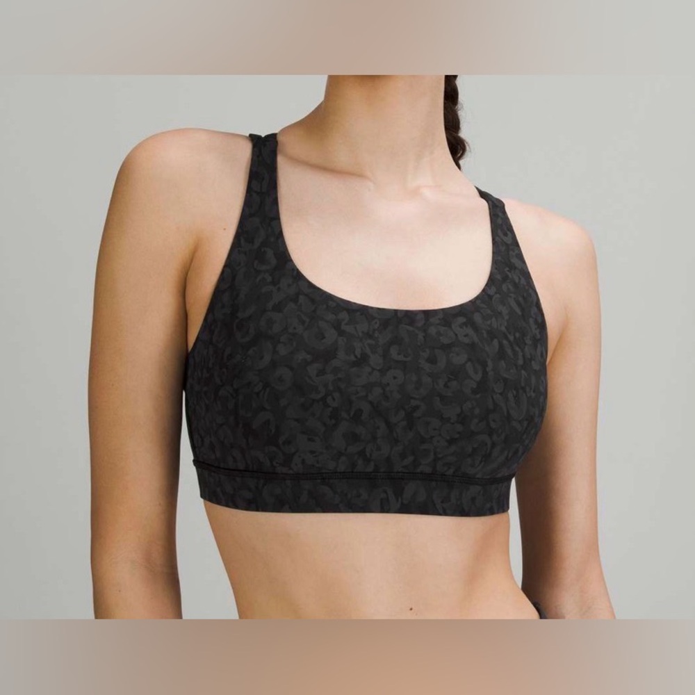 Lululemon Size 12 Black Leopard Sports Bra